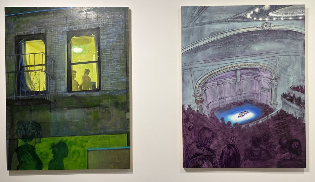 A quiet interior scene with a lone mentally occupied figure by Laura Karetzky l