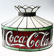 Lot 557: Leaded Glass Coca Cola Advertising Lamp Shade from Thomaston Place Auction Galleries