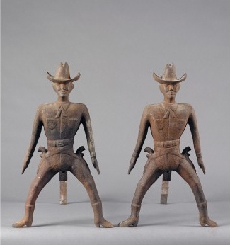 Pair of Cast-Iron Cowboy Andirons at Keno Auctions