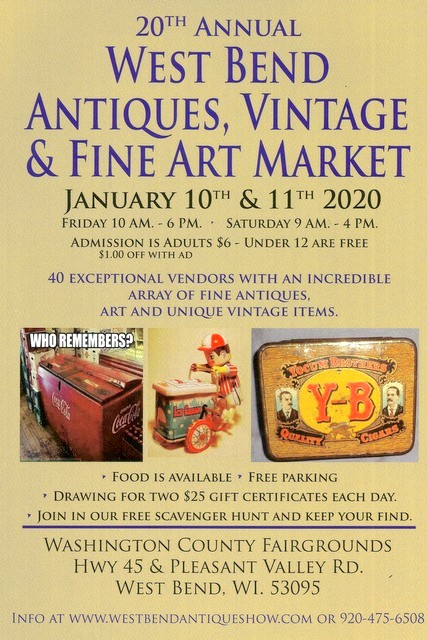 20th.Annual West Bend Antique, Vintage, and Fine Art&nbsp;Market
