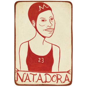 Lot 2010  Margaret Kilgallen  American, 1967-2001  Natadora  Acrylic on wood. Sold for $28,125 (Includes Buyer's Premium) Estimate $5,000-7,000 
