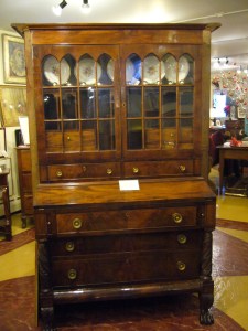 An American Classical Mahogany Secretary/bookcase at Main Street Antiques Center