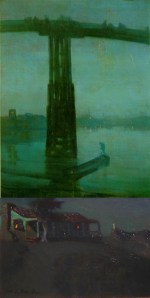 Top:Nocturne in Blue and Gold: Old Battersea Bridge by Whistler, Bottom: Adobe By Peters