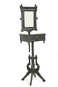Lot 710: Aesthetic Pd Black Lacquered Shaving Stand c1875 