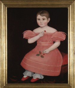 A rosy-cheeked girl in pink dress by Ammi Phillips offered at Sotheby's