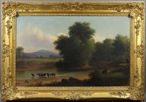 Cattle in Stream Painting