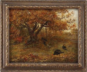 Jules Turkas, Turkeys Under the Oak Tree sold for $3600