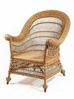Lot 554: Heywood-Wakefield Natural Finish Wicker Armchair from Thomaston Place Auction Galleries