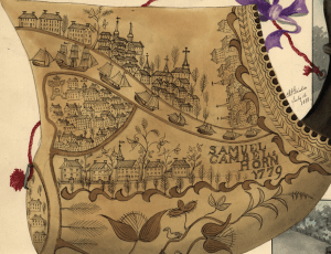 A powder horn drawing by Rufus Grider