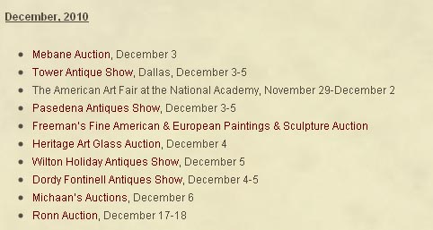 Season of Antique and Art Shows Approaching