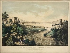 Railroad Suspension Bridge OVER Niagara Falls (even though it is actually half mile away)