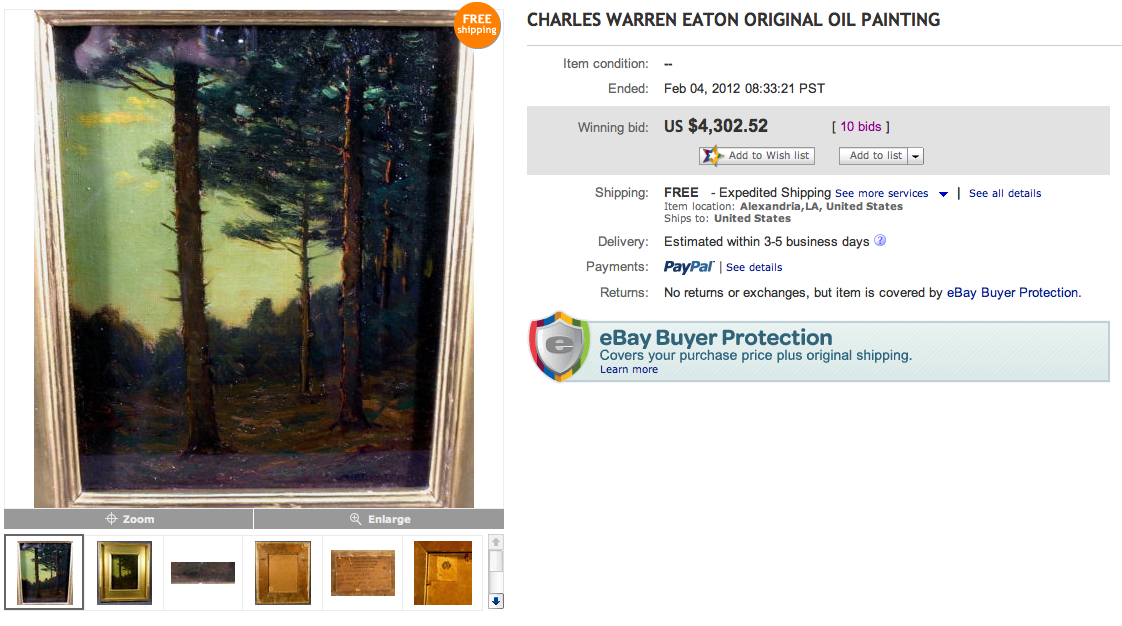 Notable Objects – Charles Warren Eaton’s Signature Pine Trees Paintings on eBay