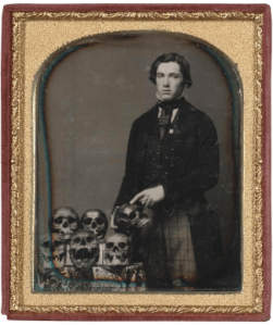 Unknown maker, American. Man with Skulls, ca. 1850. Daguerreotype, Gift of Hallmark Cards, Inc.,  2005.27.546.