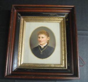 Antique Victorian Wood Framed Oil Portrait from eBay