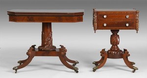 Lot 145: Card Table and Sewing Stand, attributed to Joseph Barry from Cottone Auction