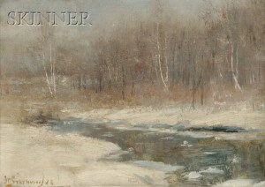 Brook in Winter by Joseph Greenwood, offered by Skinner