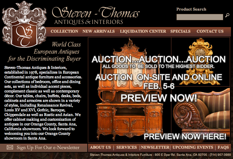 Auction to Liquidate Famed Orange County Antique Furniture Company to the Stars
