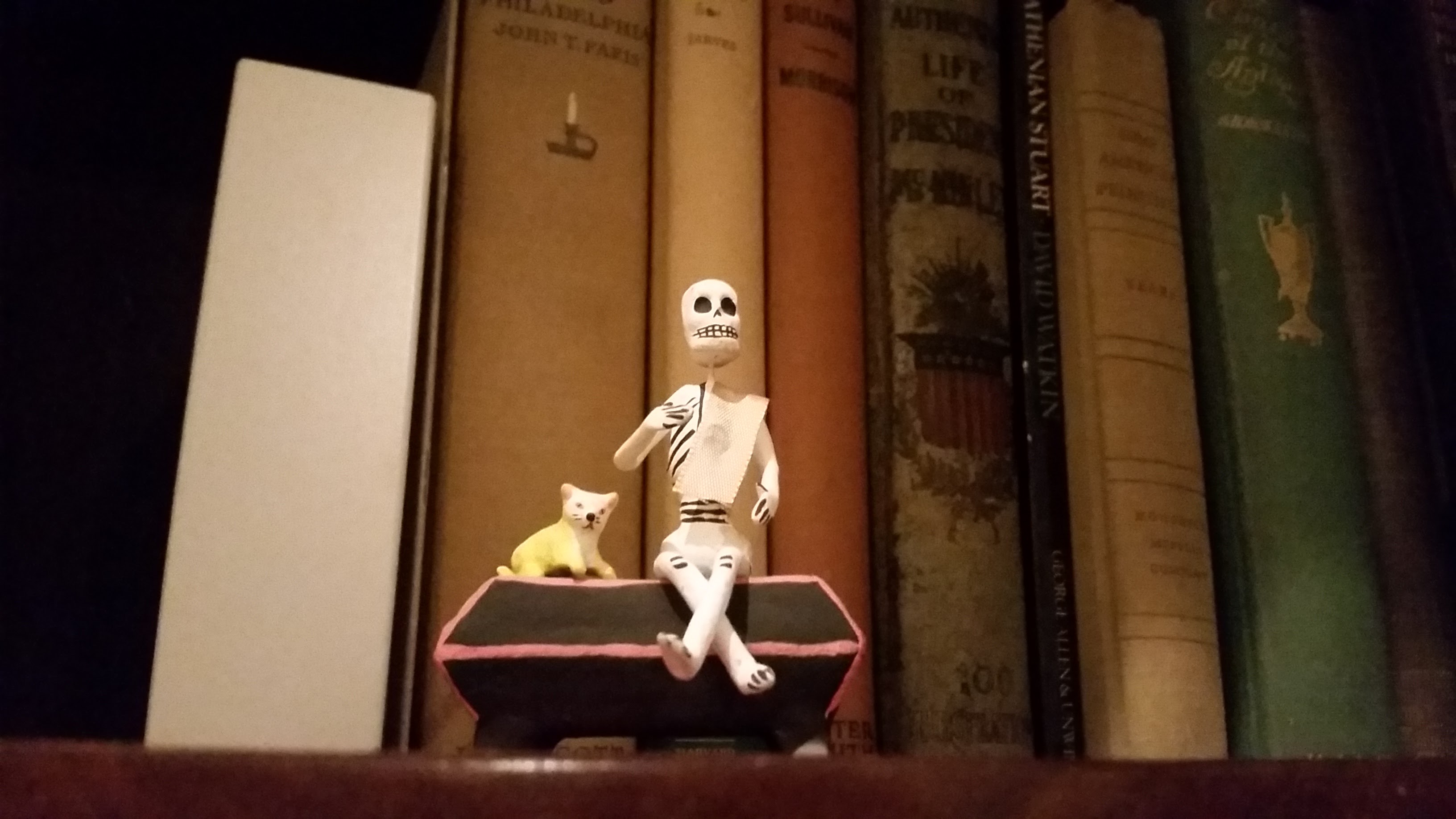 Art Log January 23, 2024: No fancy curtains, a tag for book shelves and paint made from mummies. 